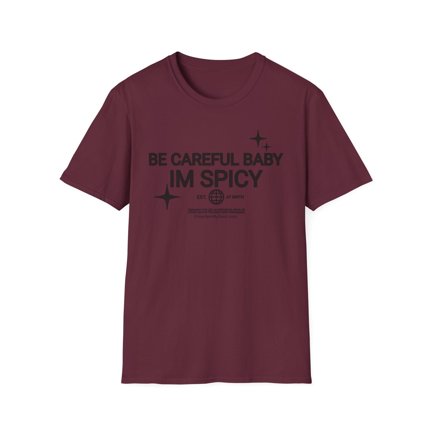 Be Careful Baby Im Spicy Unisex Softstyle T-Shirt