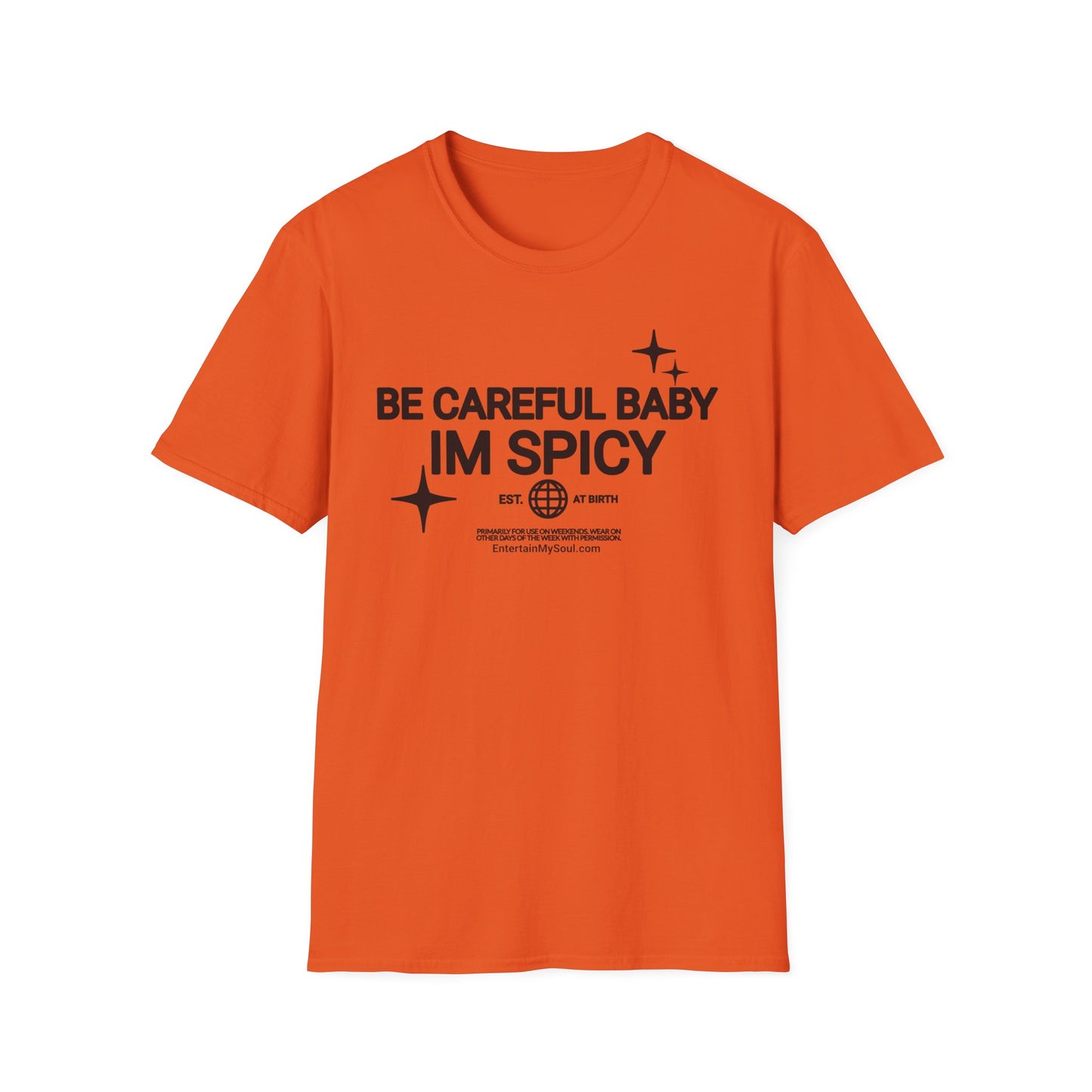 Be Careful Baby Im Spicy Unisex Softstyle T-Shirt