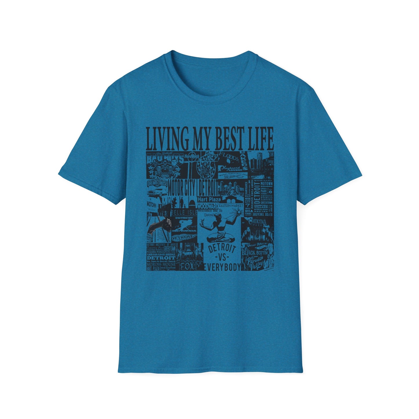 Living My Best Life Unisex Softstyle T-Shirt - Detroit Vibes Graphic Tee