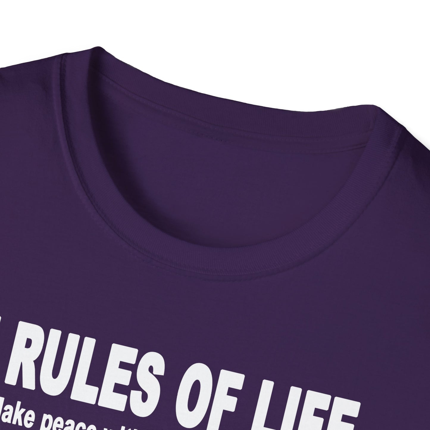 7 Rules of Life White Print Unisex Softstyle T-Shirt - Inspirational Quote Tee