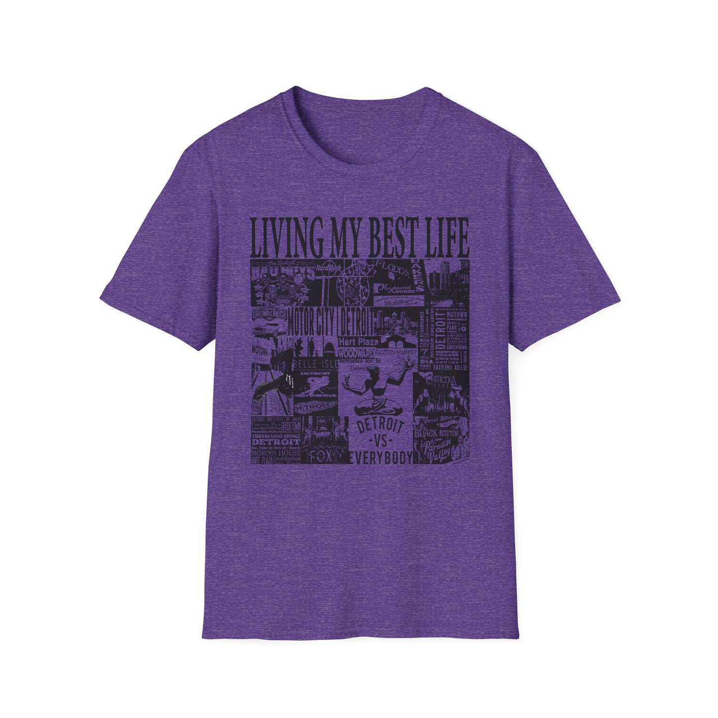 Living My Best Life Unisex Softstyle T-Shirt - Detroit Vibes Graphic Tee