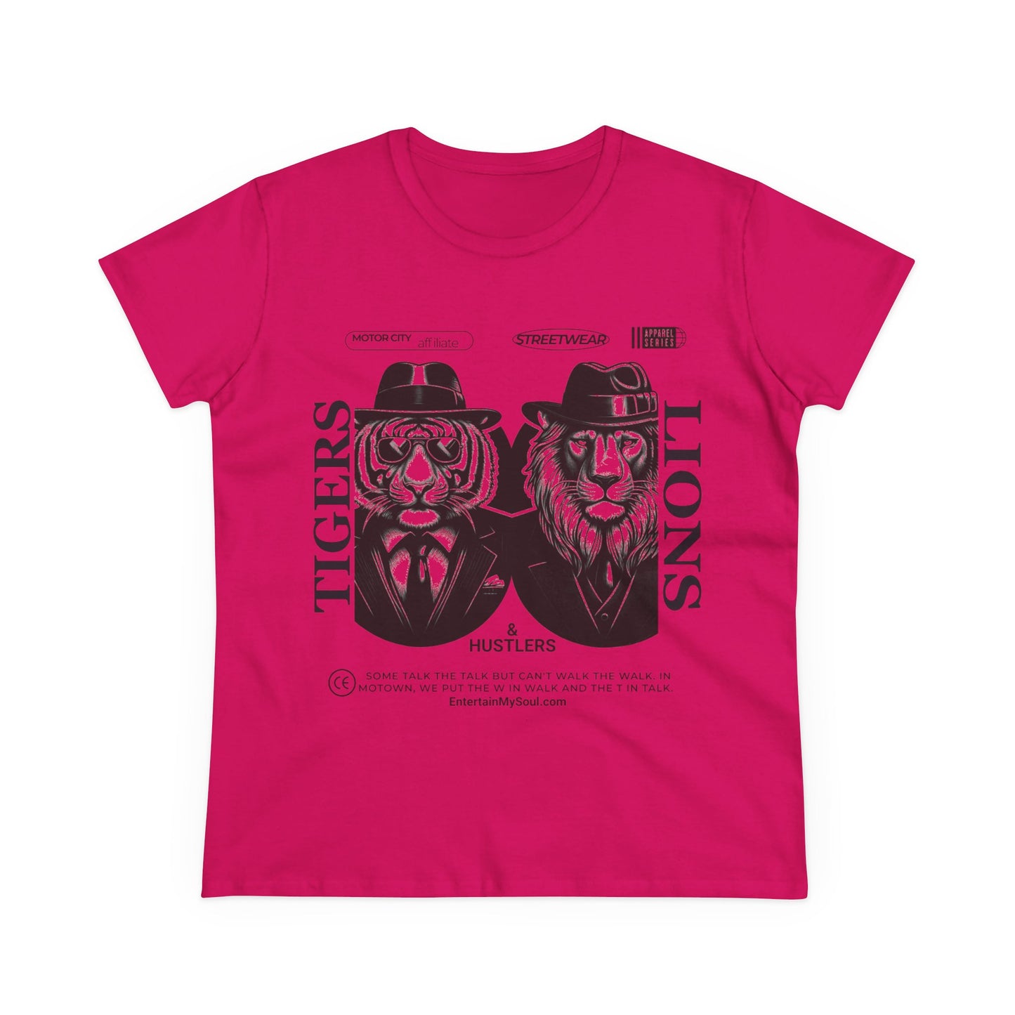 "Tigers Lions and Hustlers" Graphic Cotton Tee for Empowered Women - Casual Streetwear