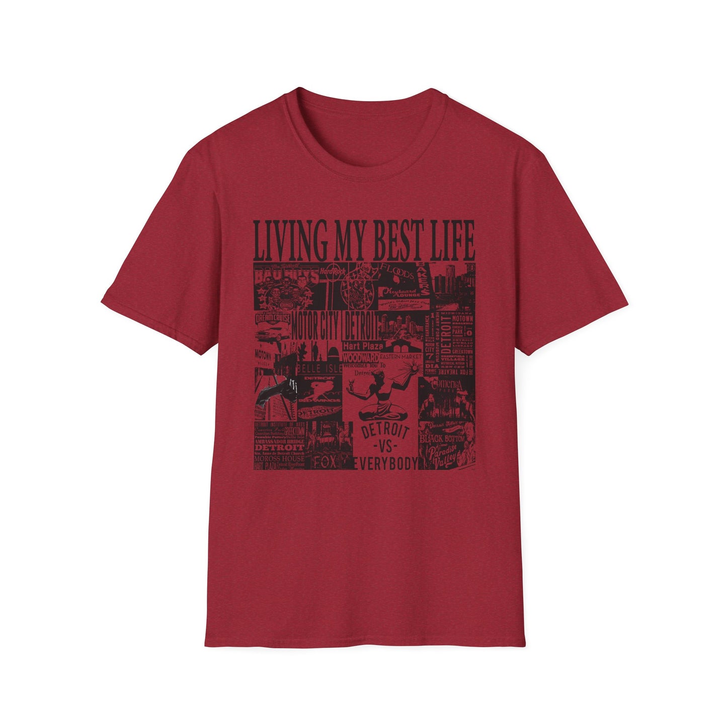 Living My Best Life Unisex Softstyle T-Shirt - Detroit Vibes Graphic Tee