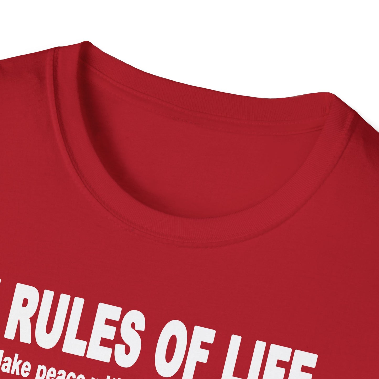 7 Rules of Life White Print Unisex Softstyle T-Shirt - Inspirational Quote Tee