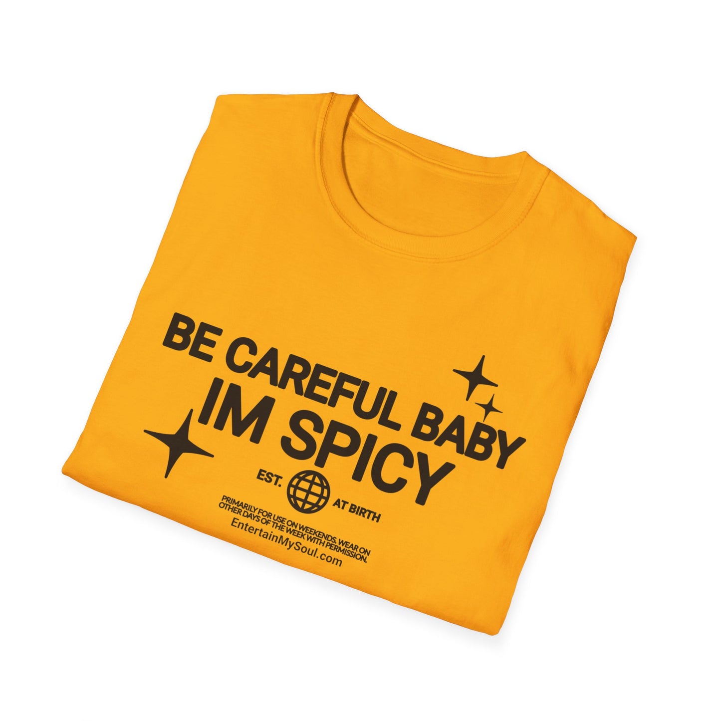 Be Careful Baby Im Spicy Unisex Softstyle T-Shirt