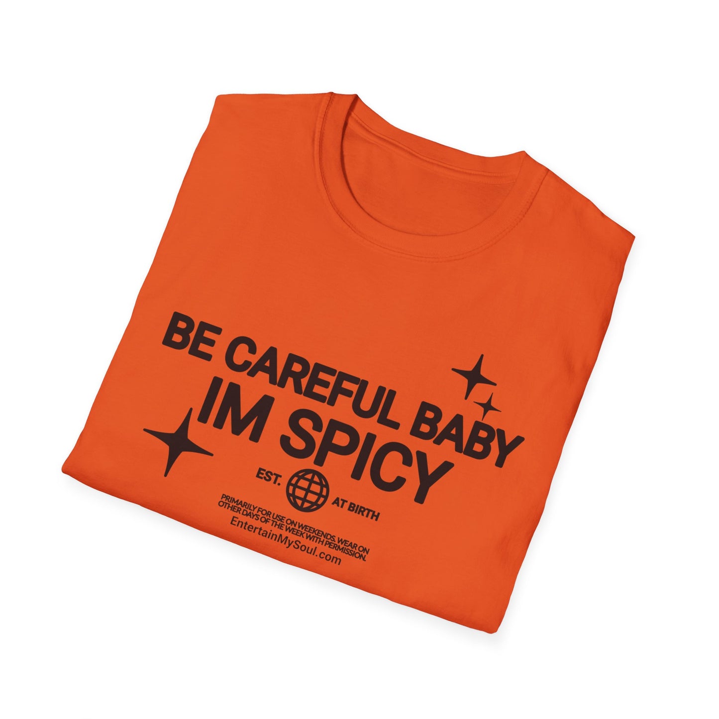 Be Careful Baby Im Spicy Unisex Softstyle T-Shirt