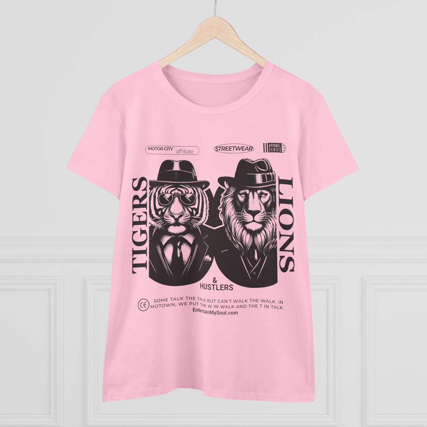 "Tigers Lions and Hustlers" Graphic Cotton Tee for Empowered Women - Casual Streetwear