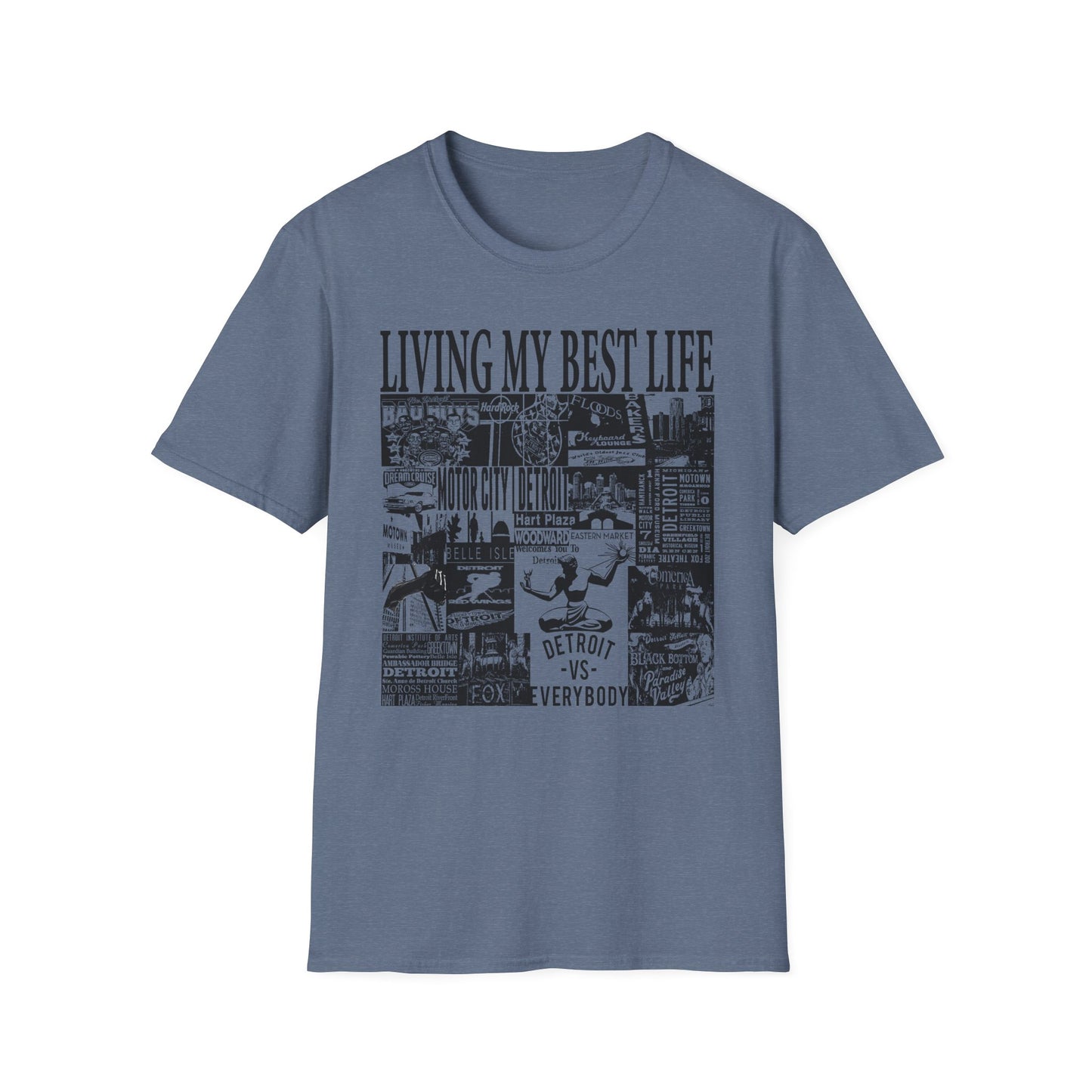 Living My Best Life Unisex Softstyle T-Shirt - Detroit Vibes Graphic Tee