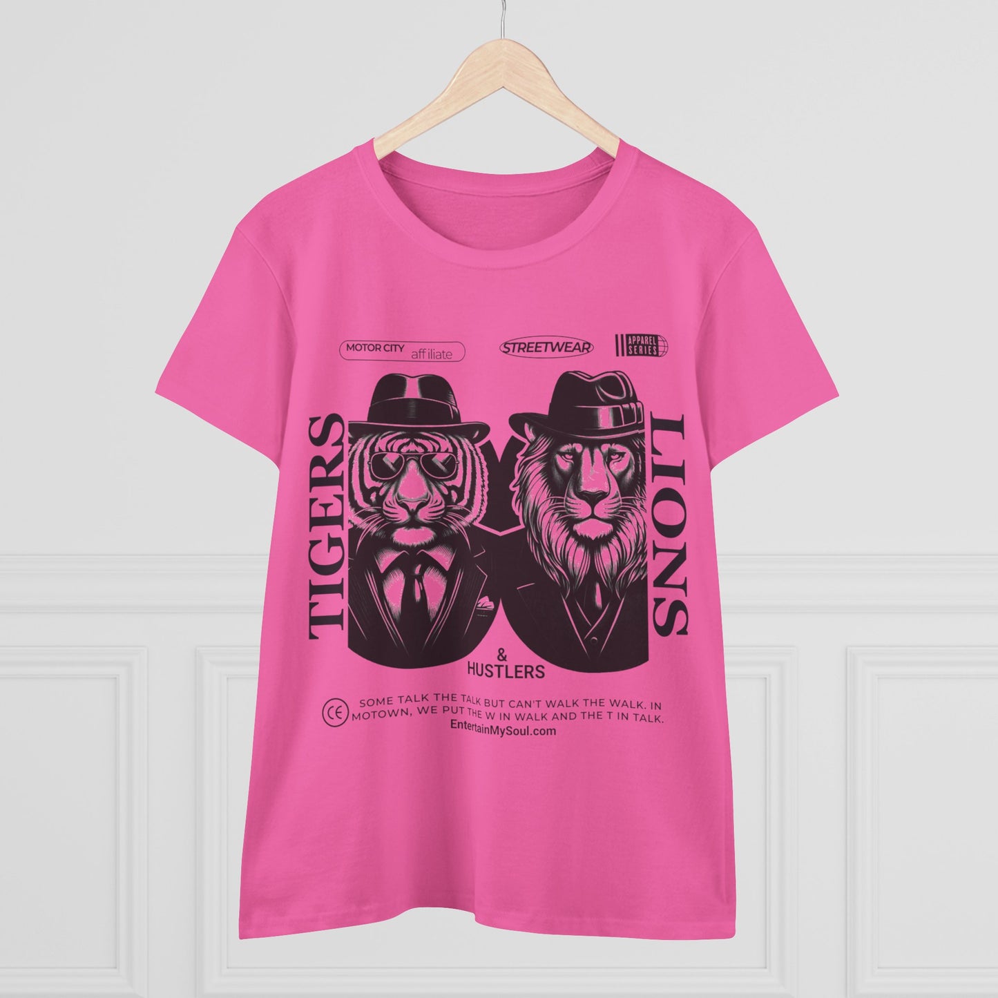 "Tigers Lions and Hustlers" Graphic Cotton Tee for Empowered Women - Casual Streetwear
