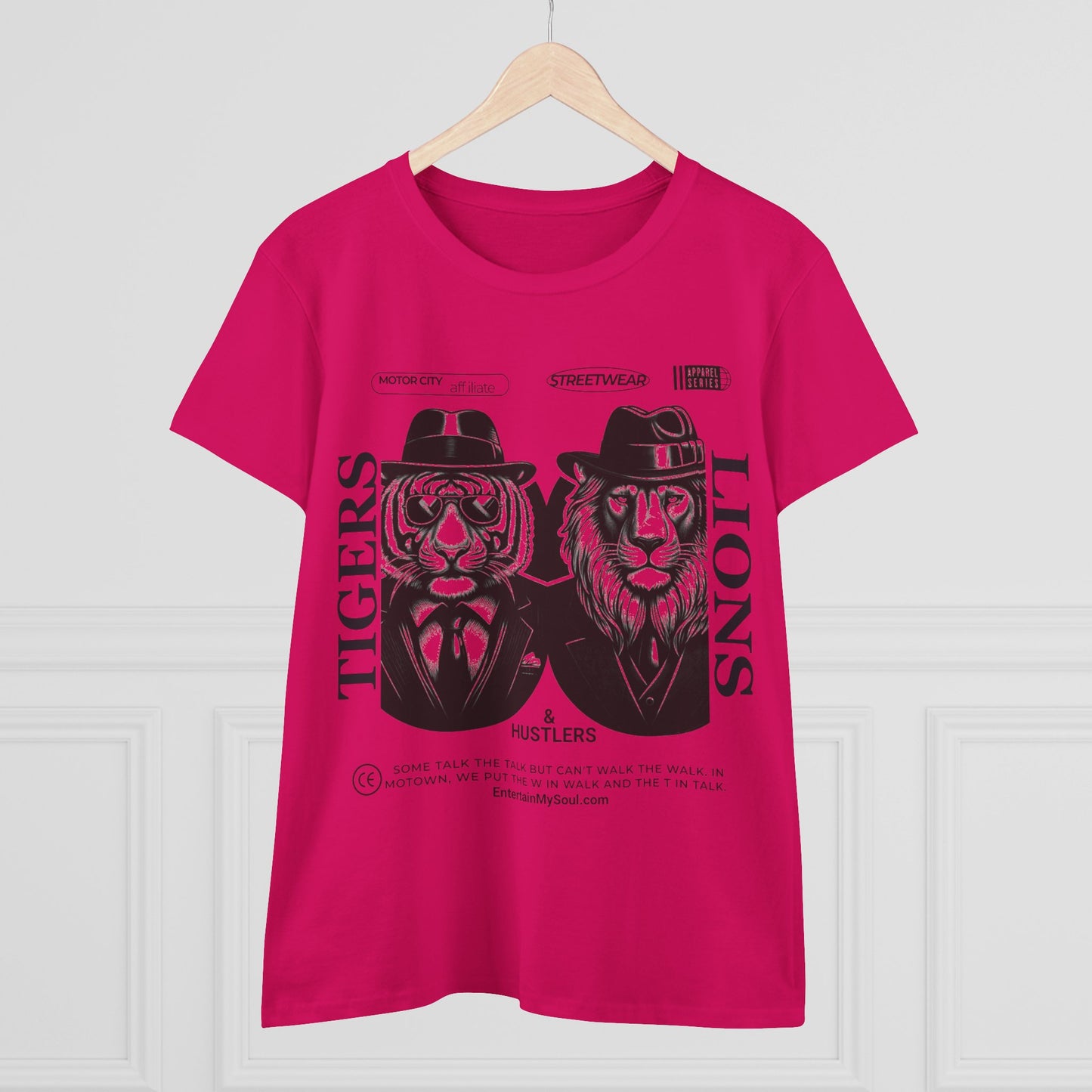 "Tigers Lions and Hustlers" Graphic Cotton Tee for Empowered Women - Casual Streetwear