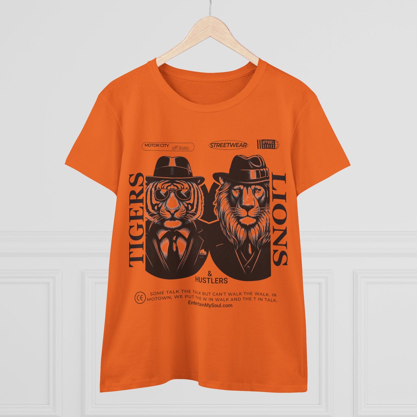 "Tigers Lions and Hustlers" Graphic Cotton Tee for Empowered Women - Casual Streetwear