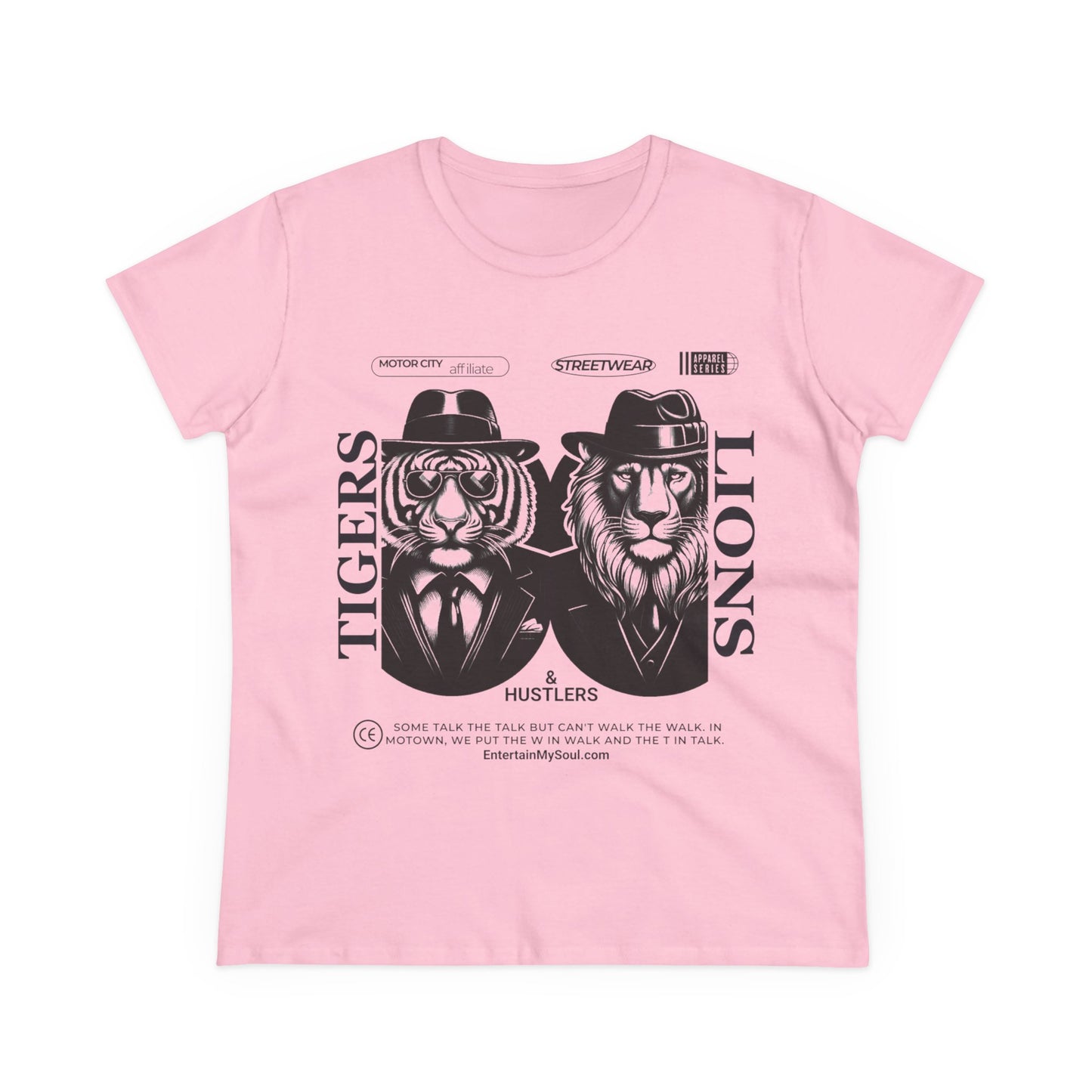 "Tigers Lions and Hustlers" Graphic Cotton Tee for Empowered Women - Casual Streetwear