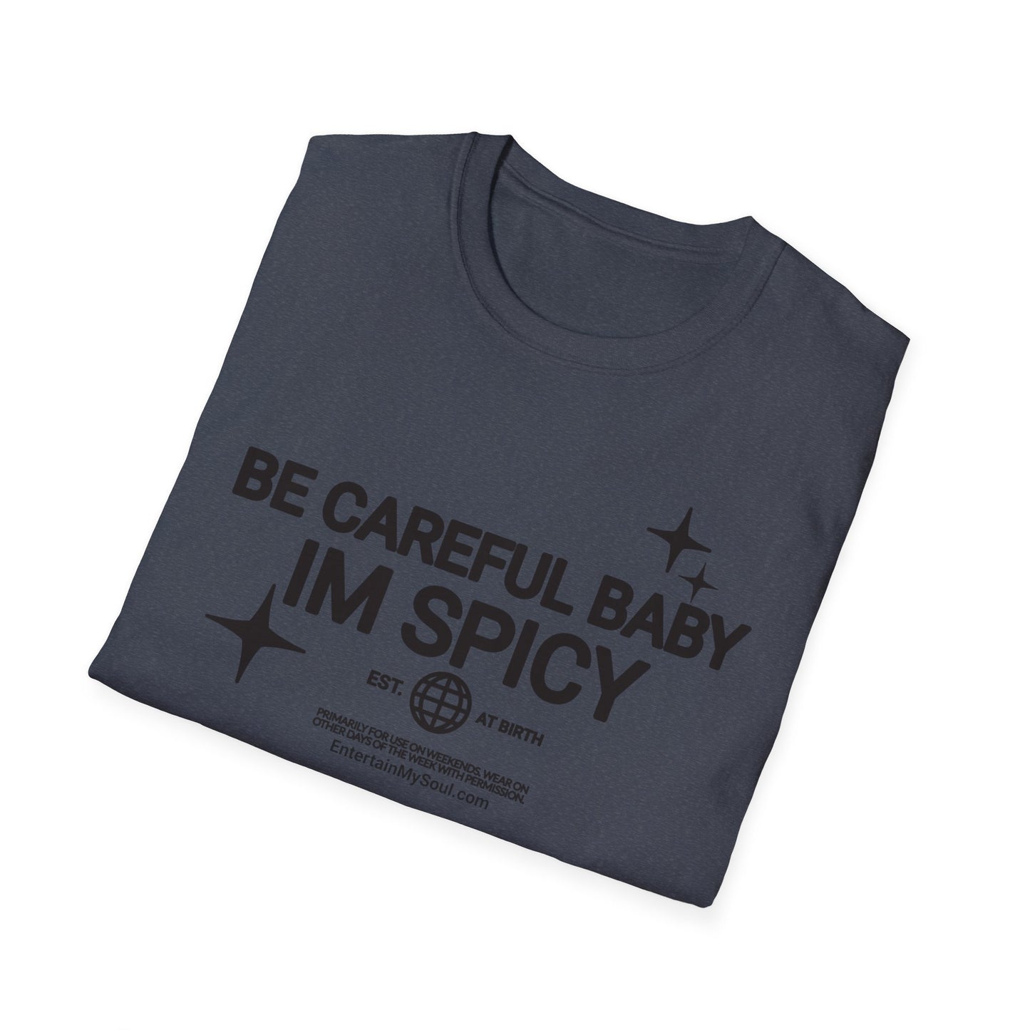 Be Careful Baby Im Spicy Unisex Softstyle T-Shirt