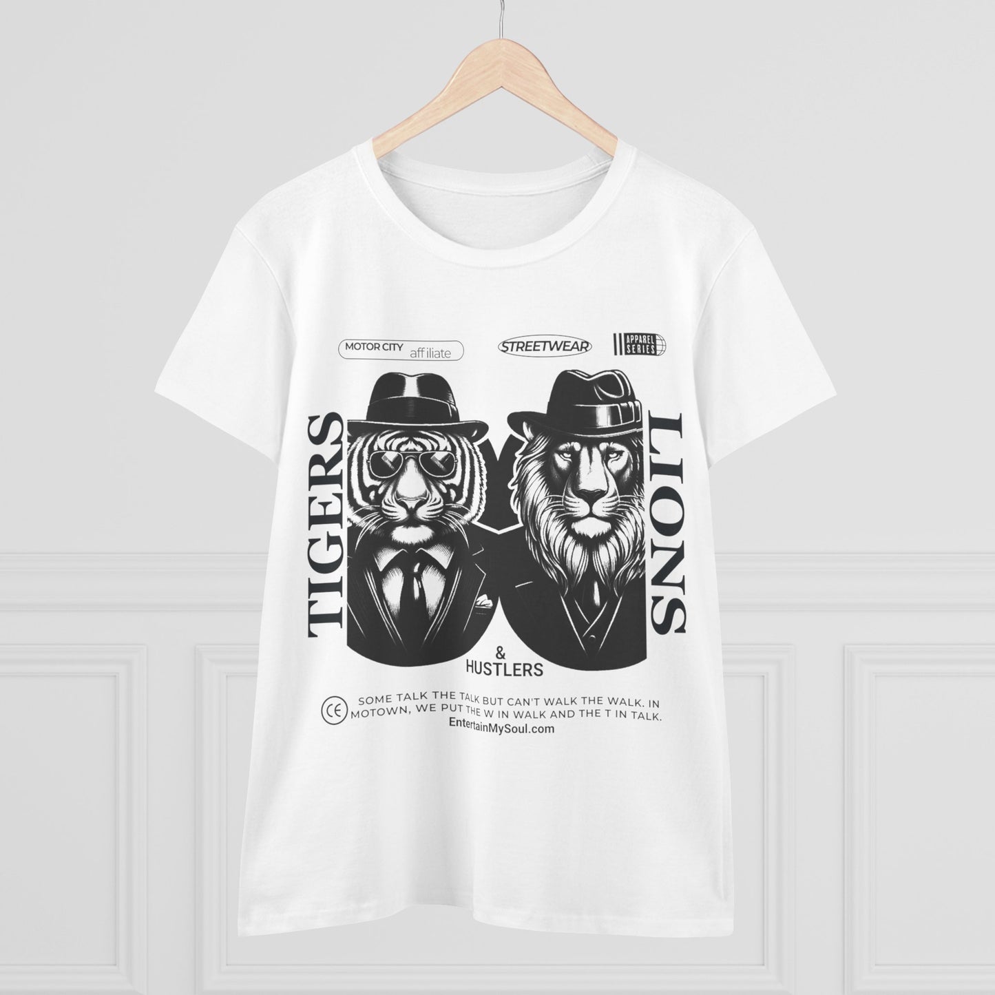 "Tigers Lions and Hustlers" Graphic Cotton Tee for Empowered Women - Casual Streetwear