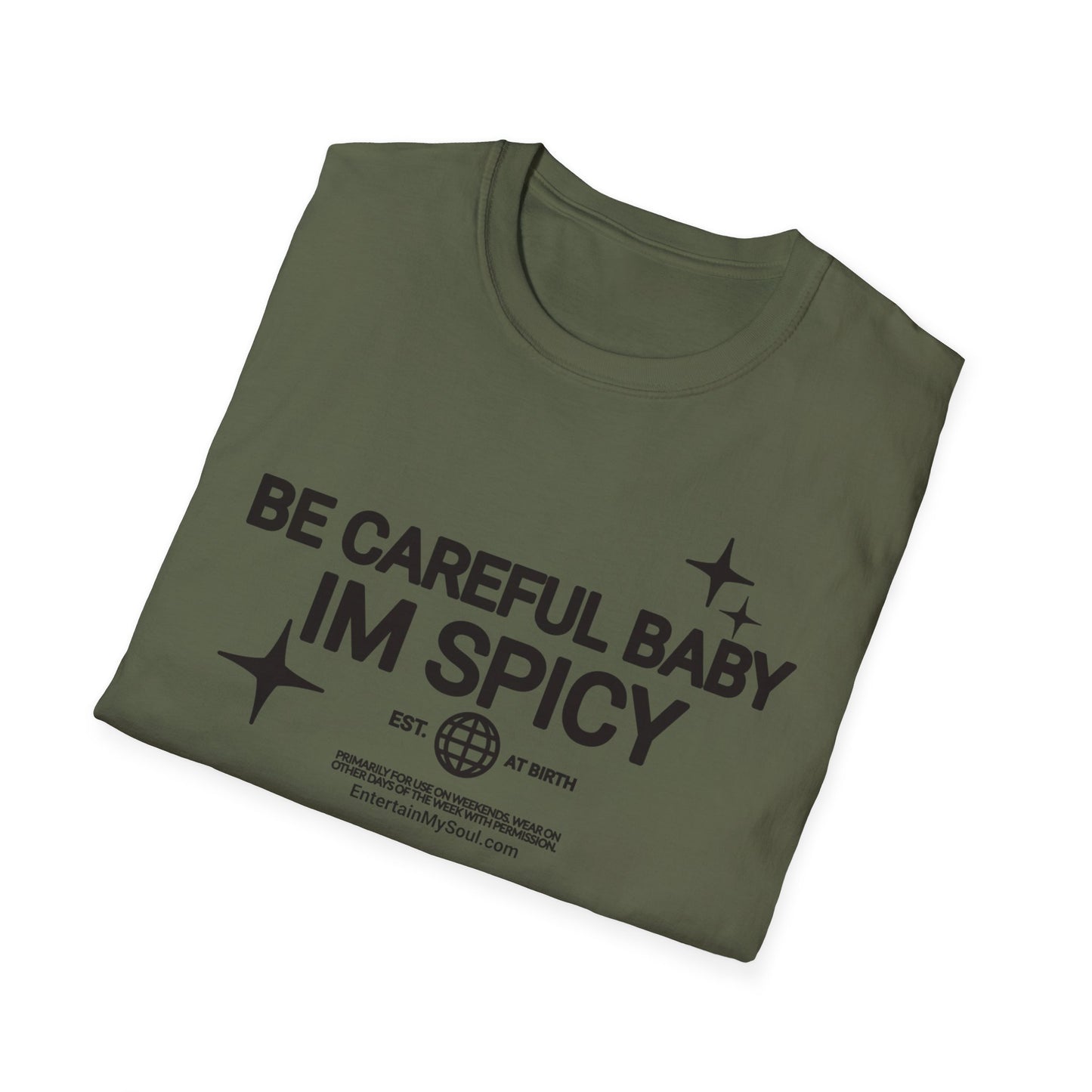Be Careful Baby Im Spicy Unisex Softstyle T-Shirt
