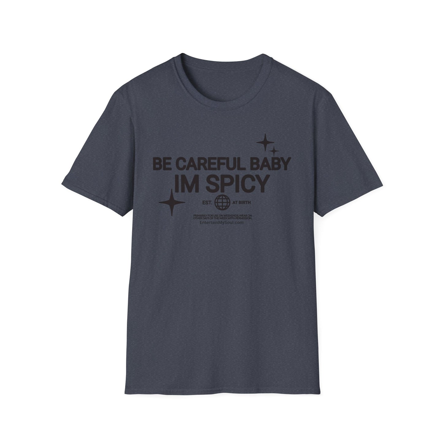 Be Careful Baby Im Spicy Unisex Softstyle T-Shirt