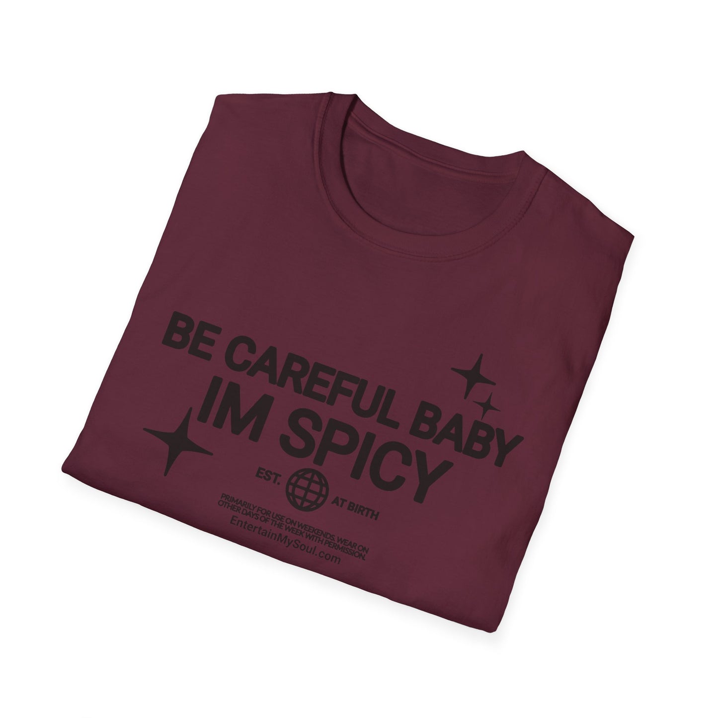 Be Careful Baby Im Spicy Unisex Softstyle T-Shirt