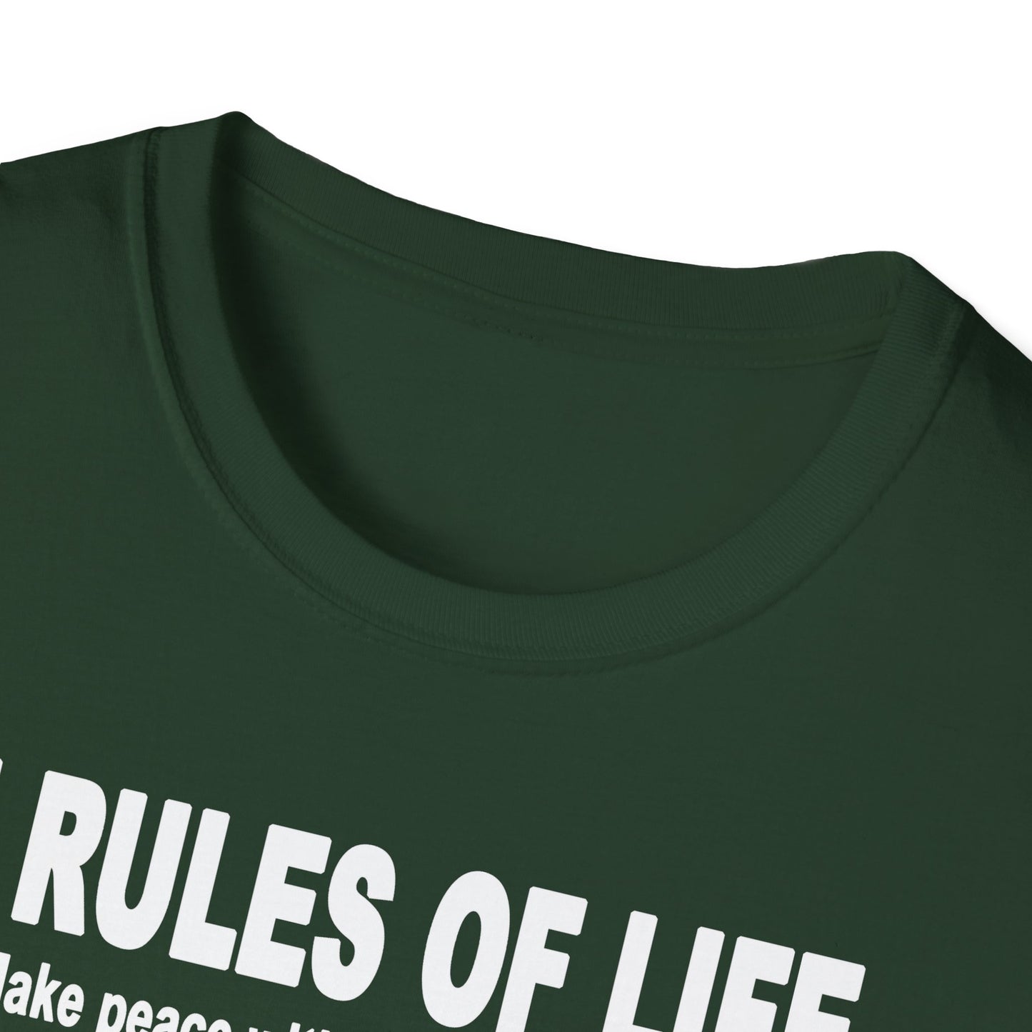 7 Rules of Life White Print Unisex Softstyle T-Shirt - Inspirational Quote Tee