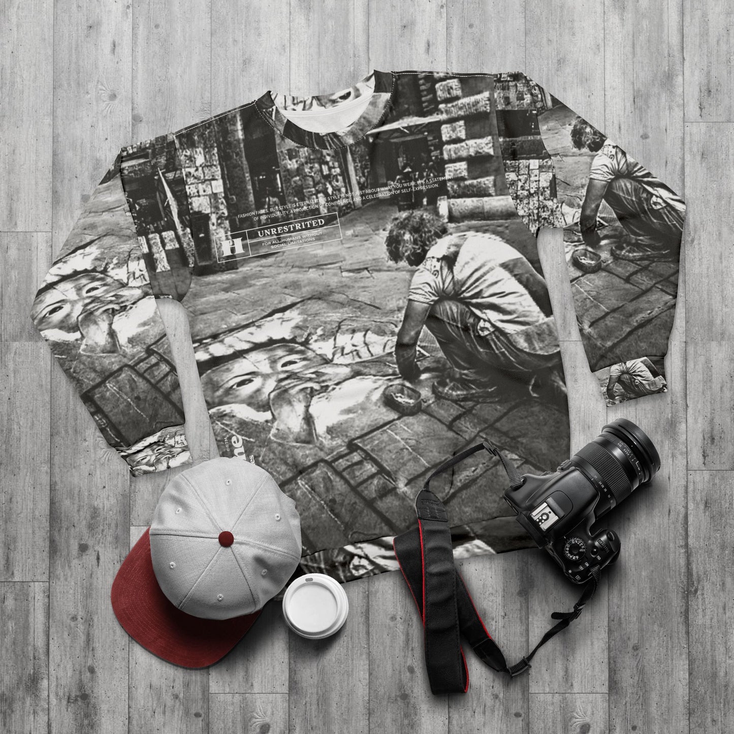 Do It Now Gold Street Art Crewneck Sweatshirt — Chalk Pavement Mural Design
