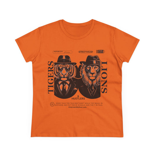 "Tigers Lions and Hustlers" Graphic Cotton Tee for Empowered Women - Casual Streetwear