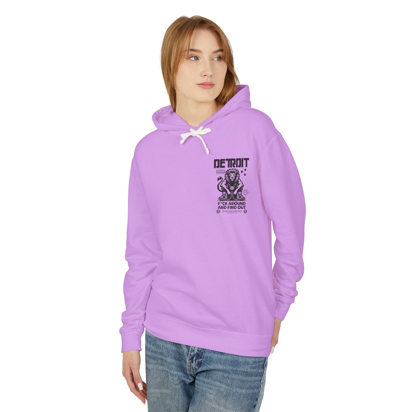 F*ck Around and Find Out Hoodie, Unisex Lightweight Sweatshirt for Casual Wear, Streetwear, Cool Gift for Detroit Fans, Vintage Style