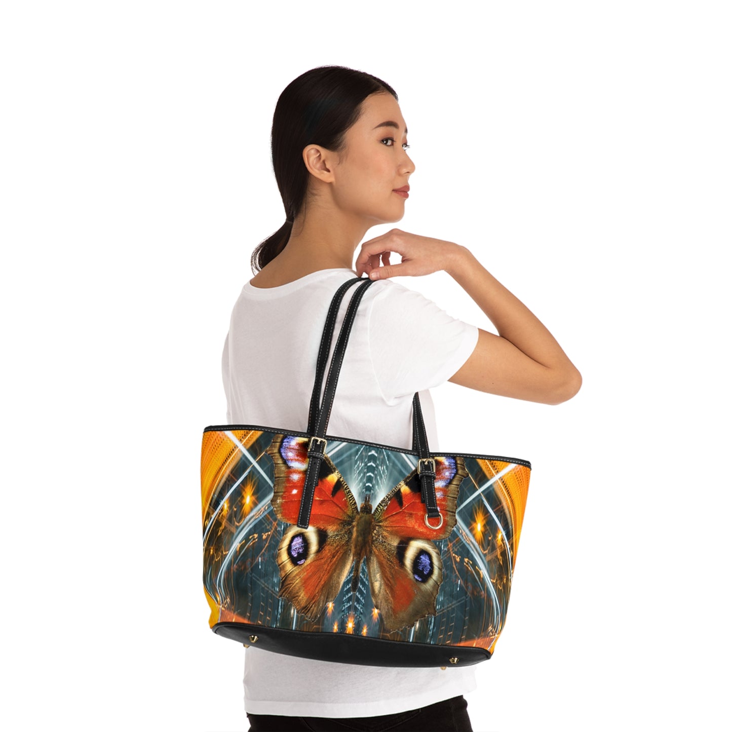 Butterflies PU Leather Shoulder Bag