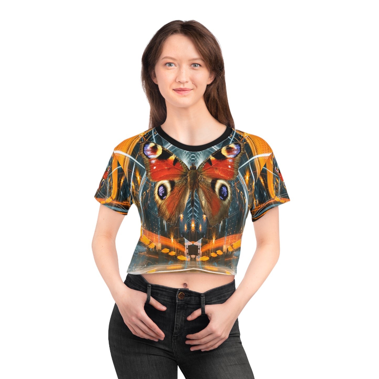 Butterflies Crop Tee (AOP)