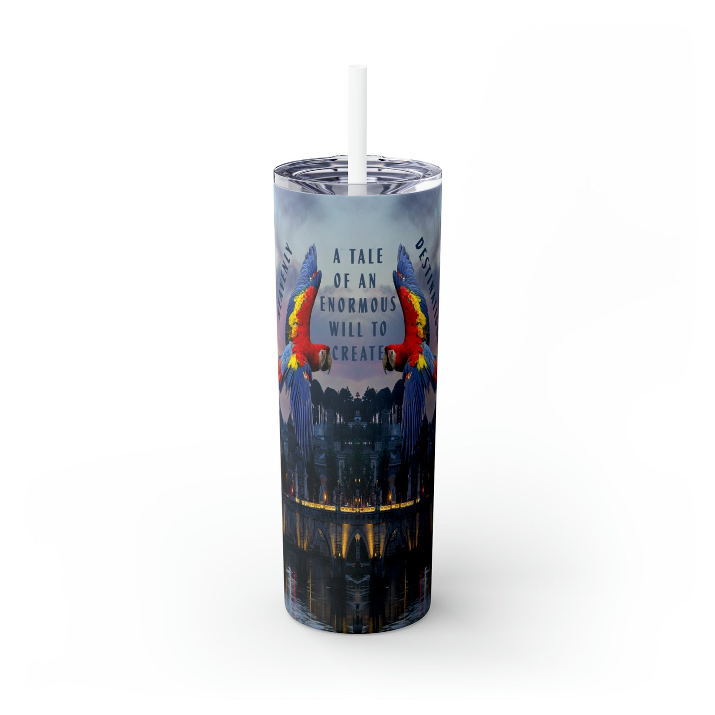 Heavenly Destinations Skinny Tumbler with Straw, 20oz