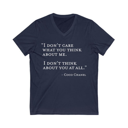 I Don't Care What You Think About Me V-Neck Tee Stylish Casual Wear
