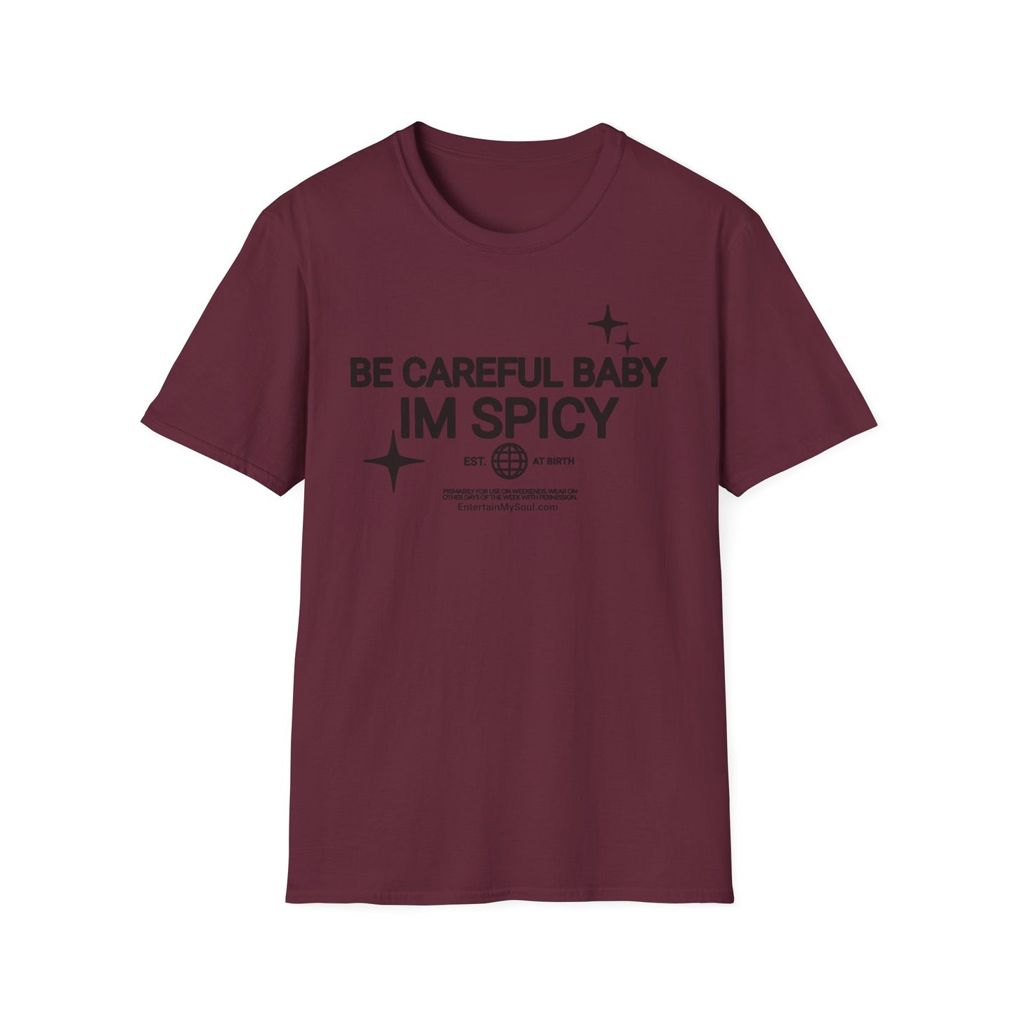 Be Careful Baby Im Spicy Unisex Softstyle T-Shirt