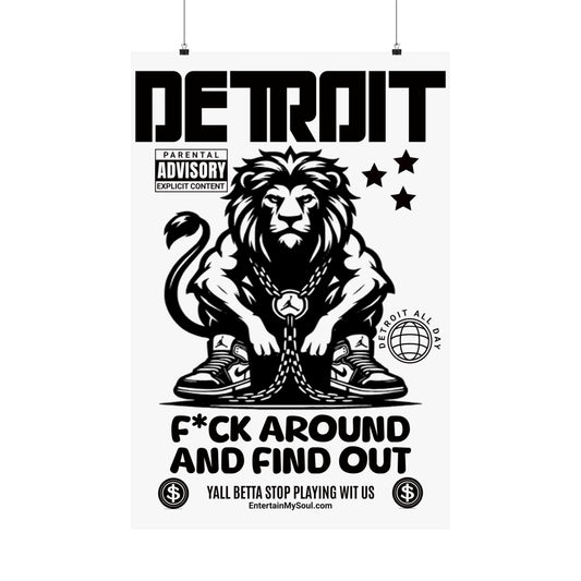 F*ck Around and Find Out Posters, Detroit Wall Decor, Street Style Home Decor, Hip Hop Aesthetic, Parental Advisory Print
