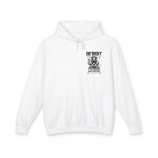 F*ck Around and Find Out Hoodie, Unisex Lightweight Sweatshirt for Casual Wear, Streetwear, Cool Gift for Detroit Fans, Vintage Style