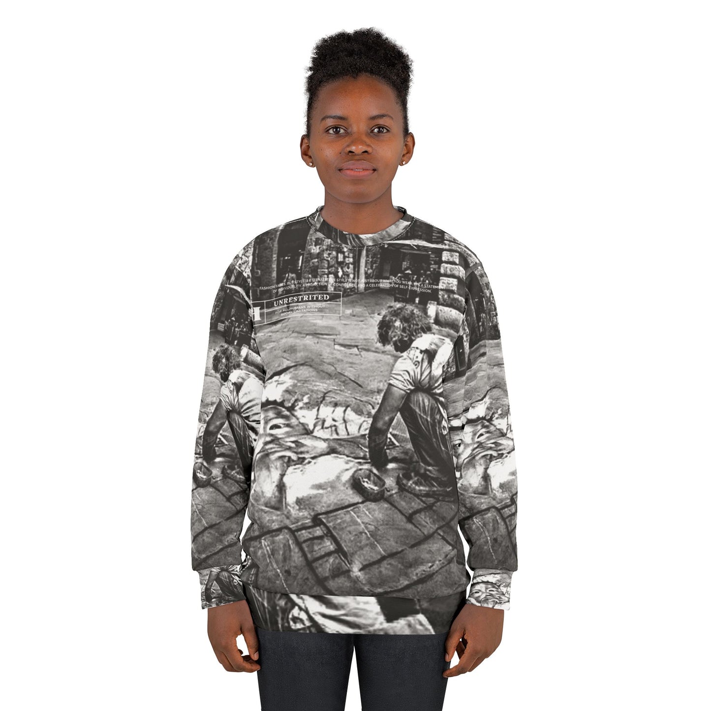 Do It Now Gold Street Art Crewneck Sweatshirt — Chalk Pavement Mural Design