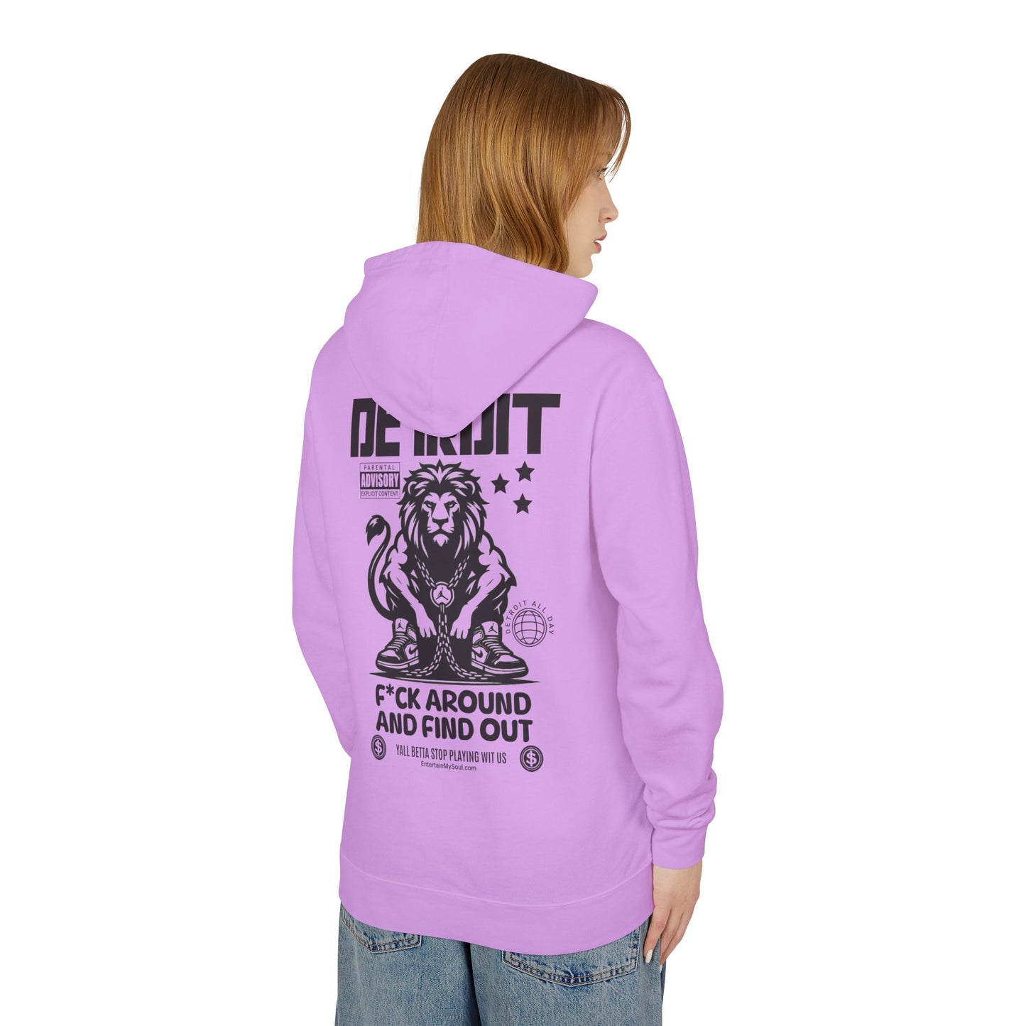 F*ck Around and Find Out Hoodie, Unisex Lightweight Sweatshirt for Casual Wear, Streetwear, Cool Gift for Detroit Fans, Vintage Style