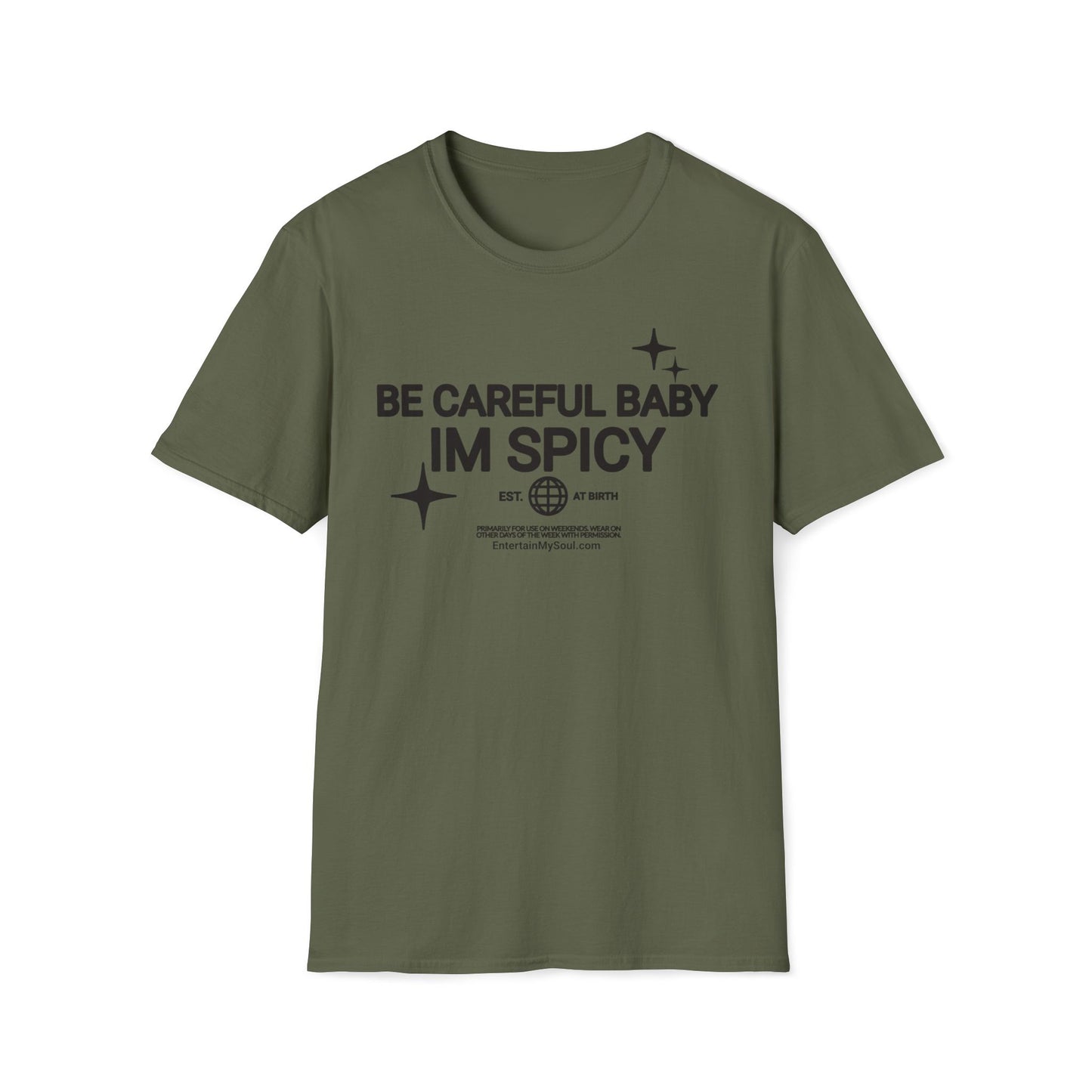 Be Careful Baby Im Spicy Unisex Softstyle T-Shirt