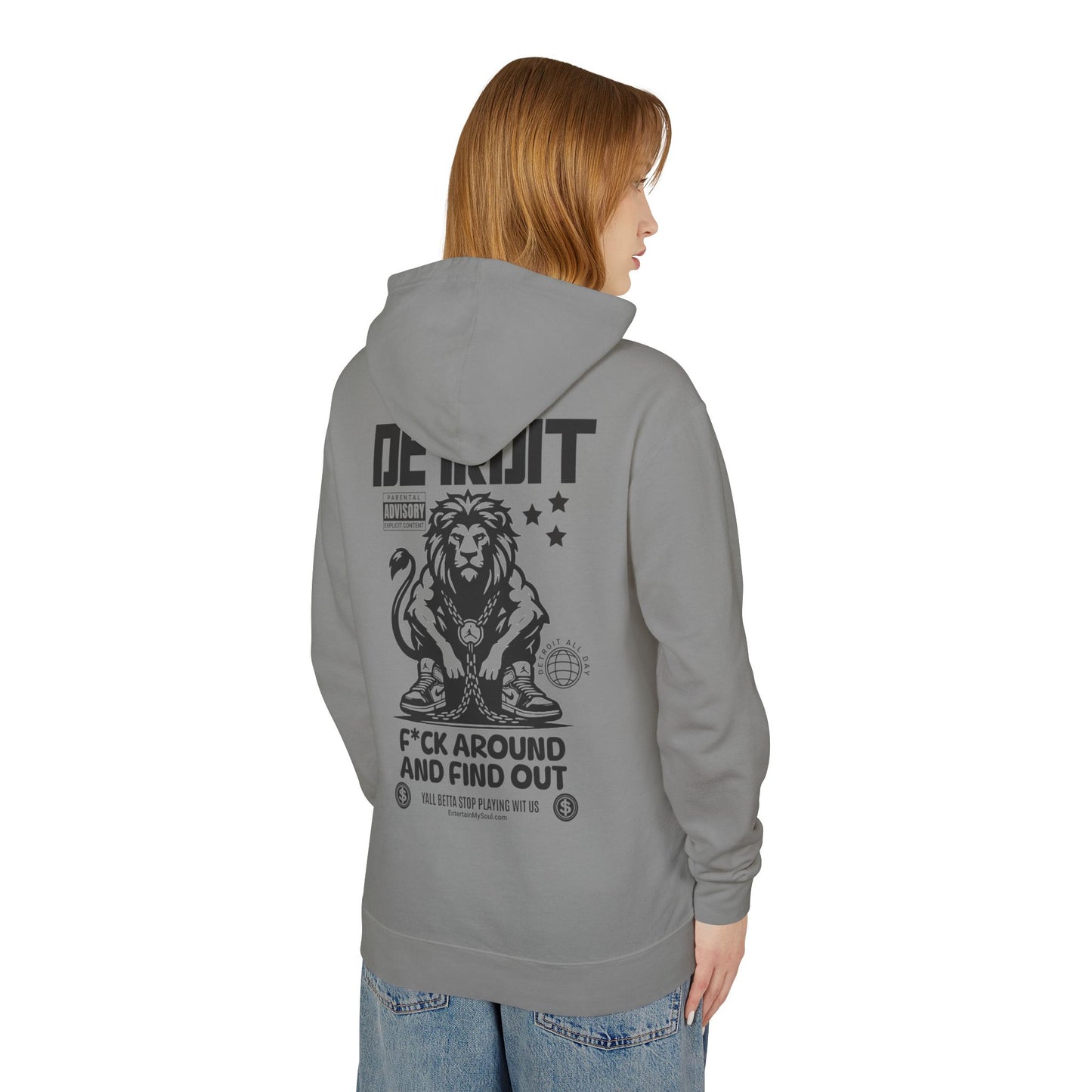 F*ck Around and Find Out Hoodie, Unisex Lightweight Sweatshirt for Casual Wear, Streetwear, Cool Gift for Detroit Fans, Vintage Style