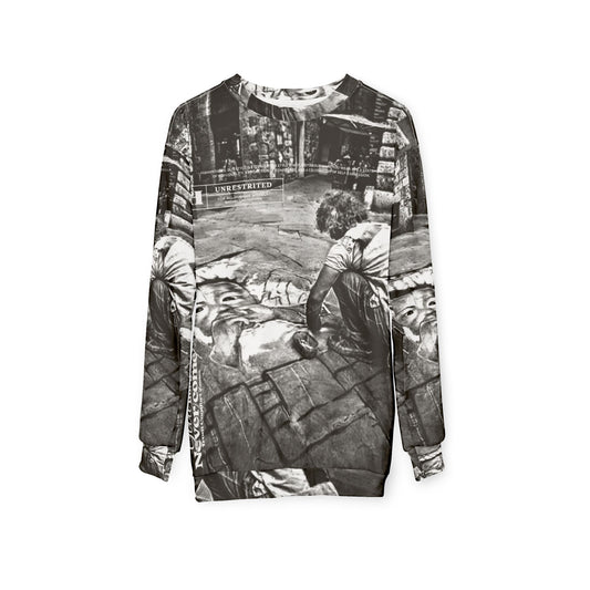 Do It Now Gold Street Art Crewneck Sweatshirt — Chalk Pavement Mural Design
