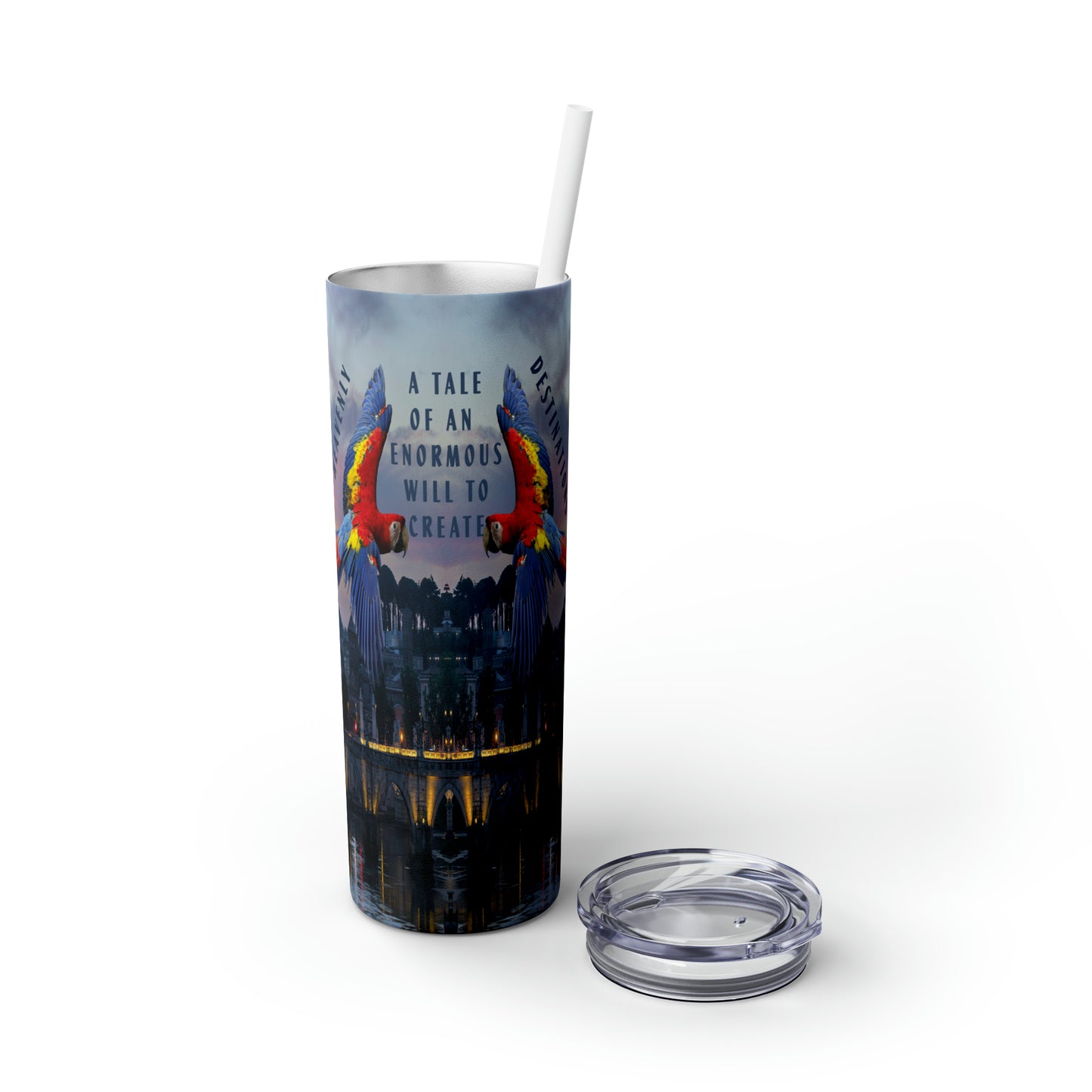 Heavenly Destinations Skinny Tumbler with Straw, 20oz