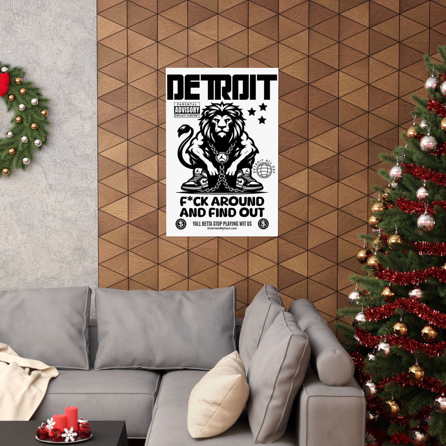 F*ck Around and Find Out Posters, Detroit Wall Decor, Street Style Home Decor, Hip Hop Aesthetic, Parental Advisory Print