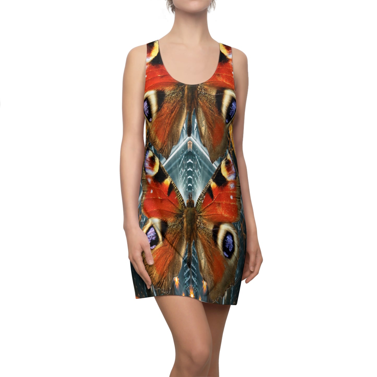 Butterflies Women's Cut & Sew Racerback Dress (AOP)