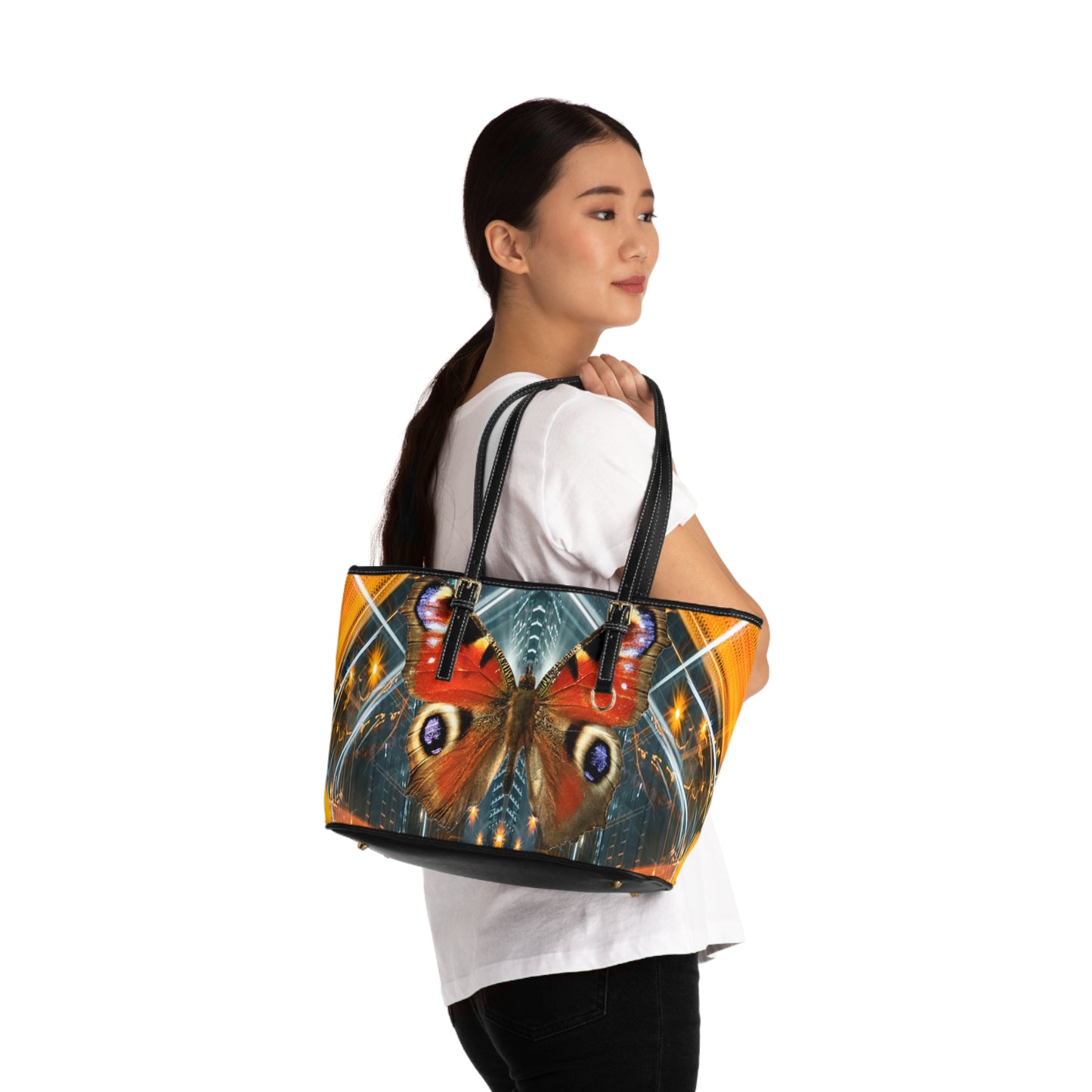 Butterflies PU Leather Shoulder Bag