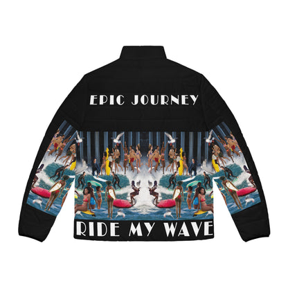 Ride My Wave Men's Puffer Jacket (AOP)