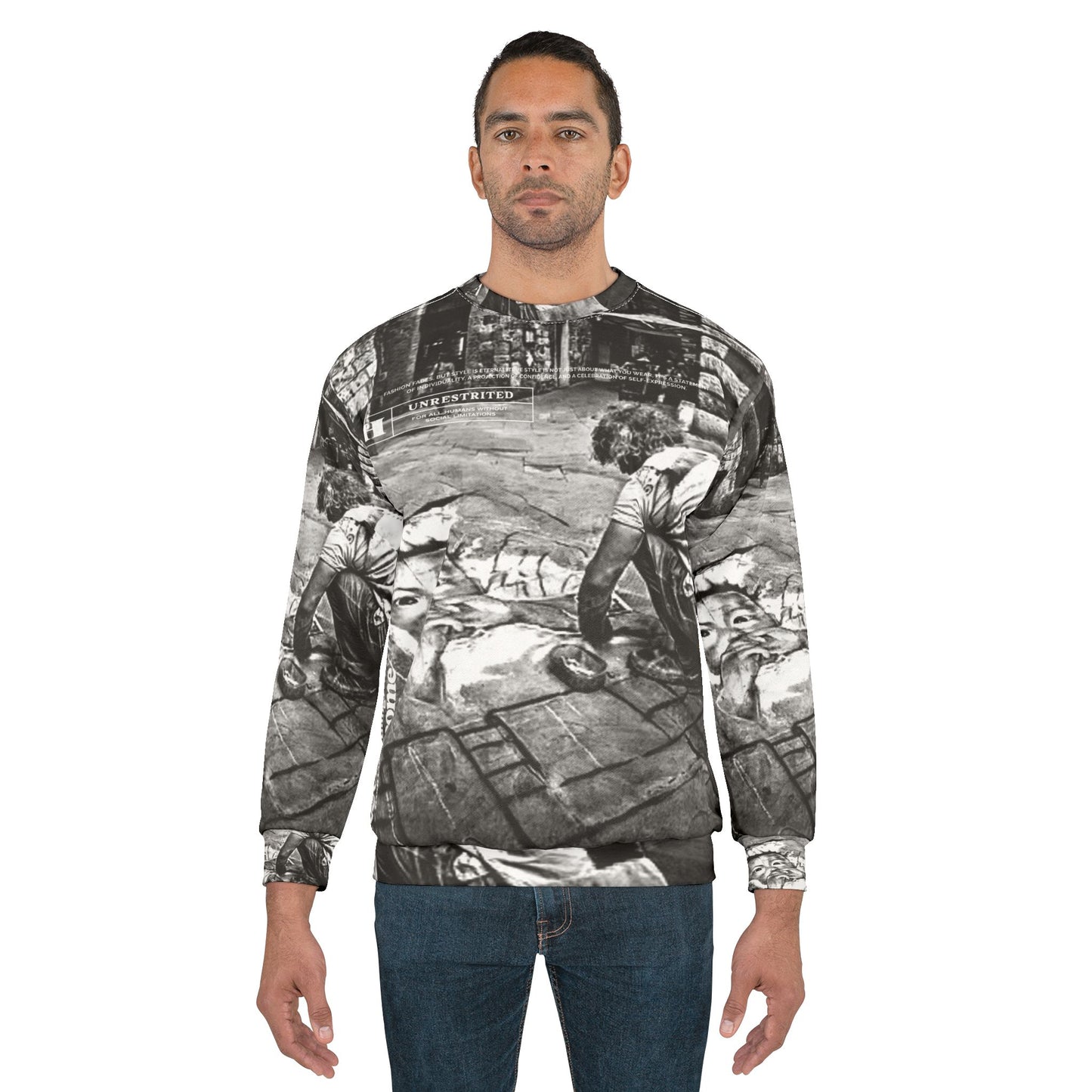 Do It Now Gold Street Art Crewneck Sweatshirt — Chalk Pavement Mural Design