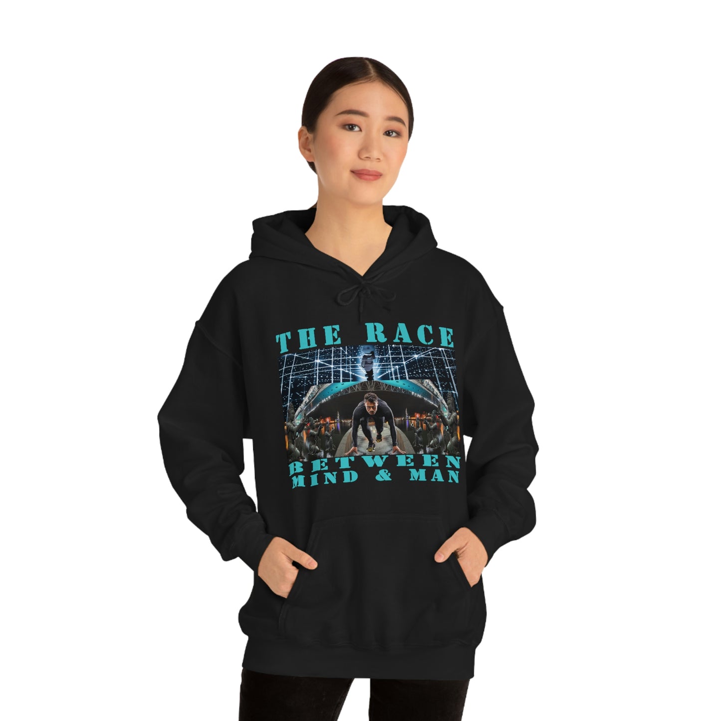 Unisex The Race Between Mind and Man Heavy Blend™ Hooded Sweatshirt