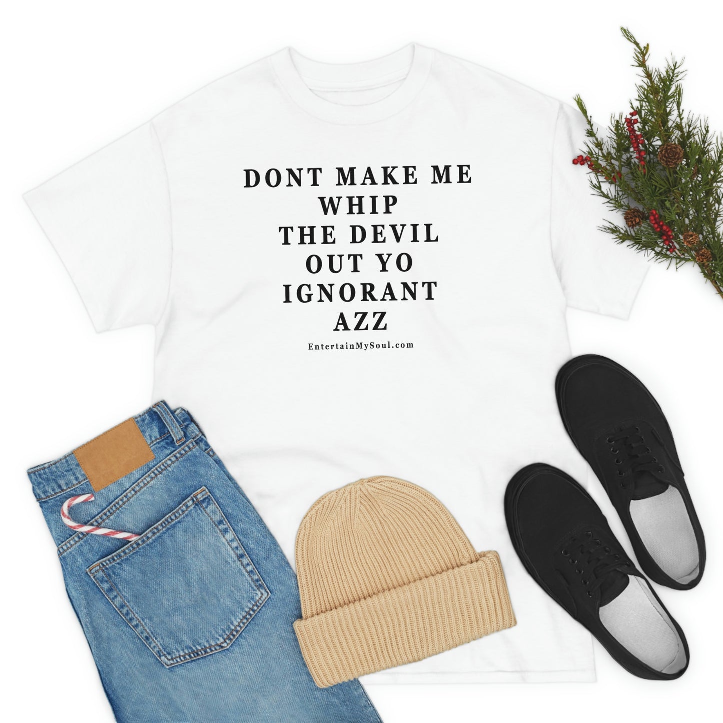 Unisex Heavy Cotton Tee Words Dont Make Me Whip the Devil Out Yo Ignorant Azz