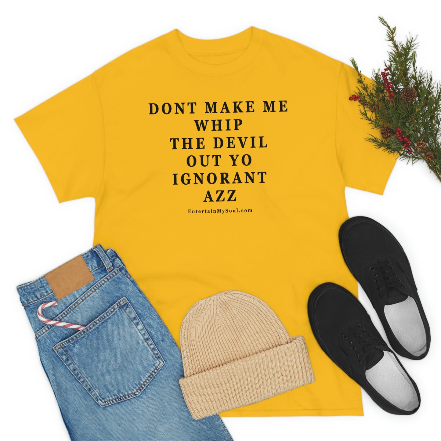 Unisex Heavy Cotton Tee Words Dont Make Me Whip the Devil Out Yo Ignorant Azz