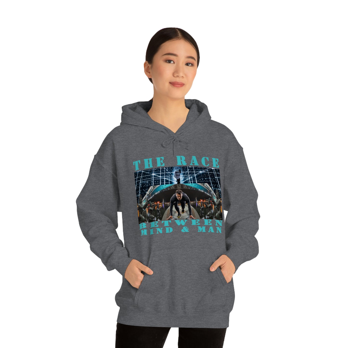 Unisex The Race Between Mind and Man Heavy Blend™ Hooded Sweatshirt