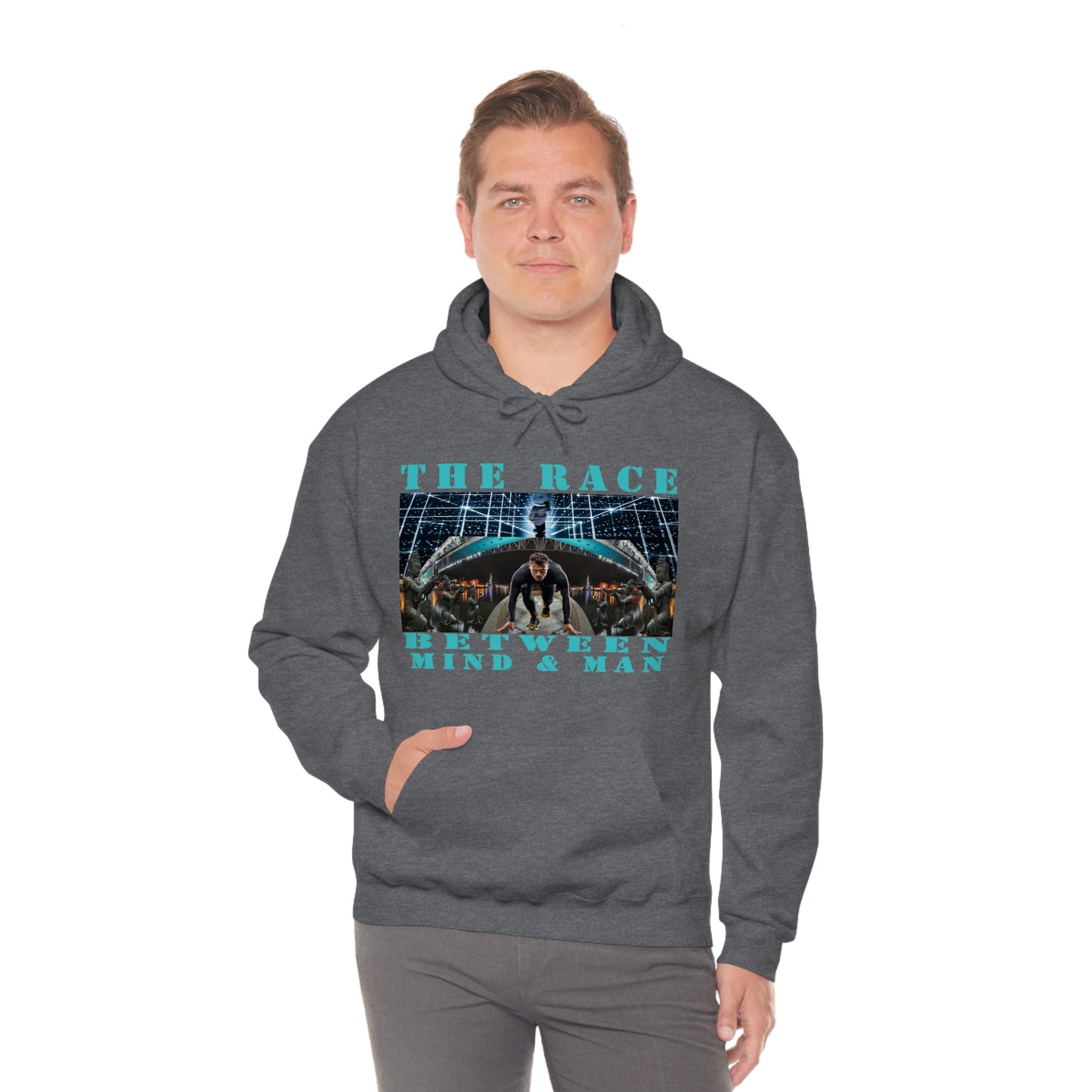 Unisex The Race Between Mind and Man Heavy Blend™ Hooded Sweatshirt