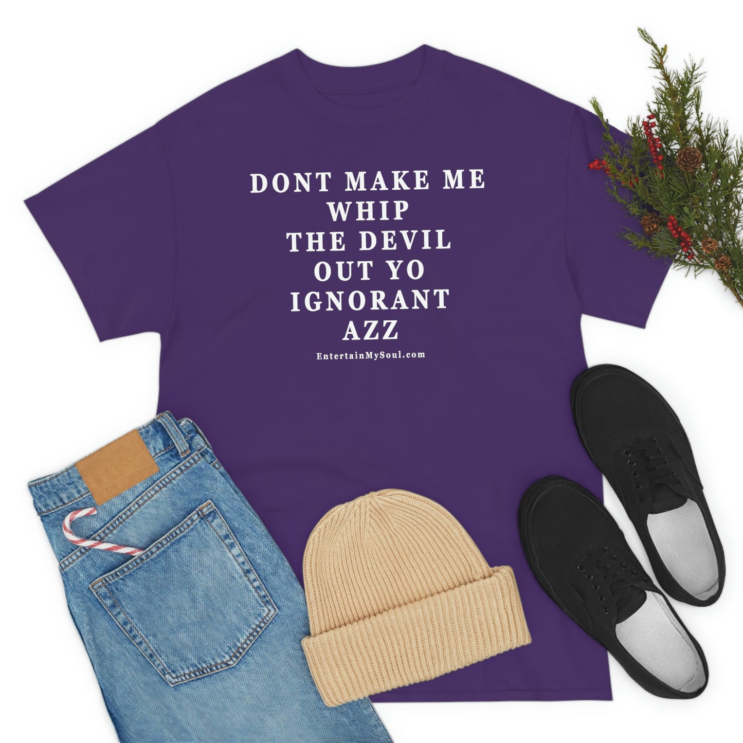 Unisex Heavy Cotton Tee Words Dont Make Me Whip the Devil Out Yo Ignorant Azz