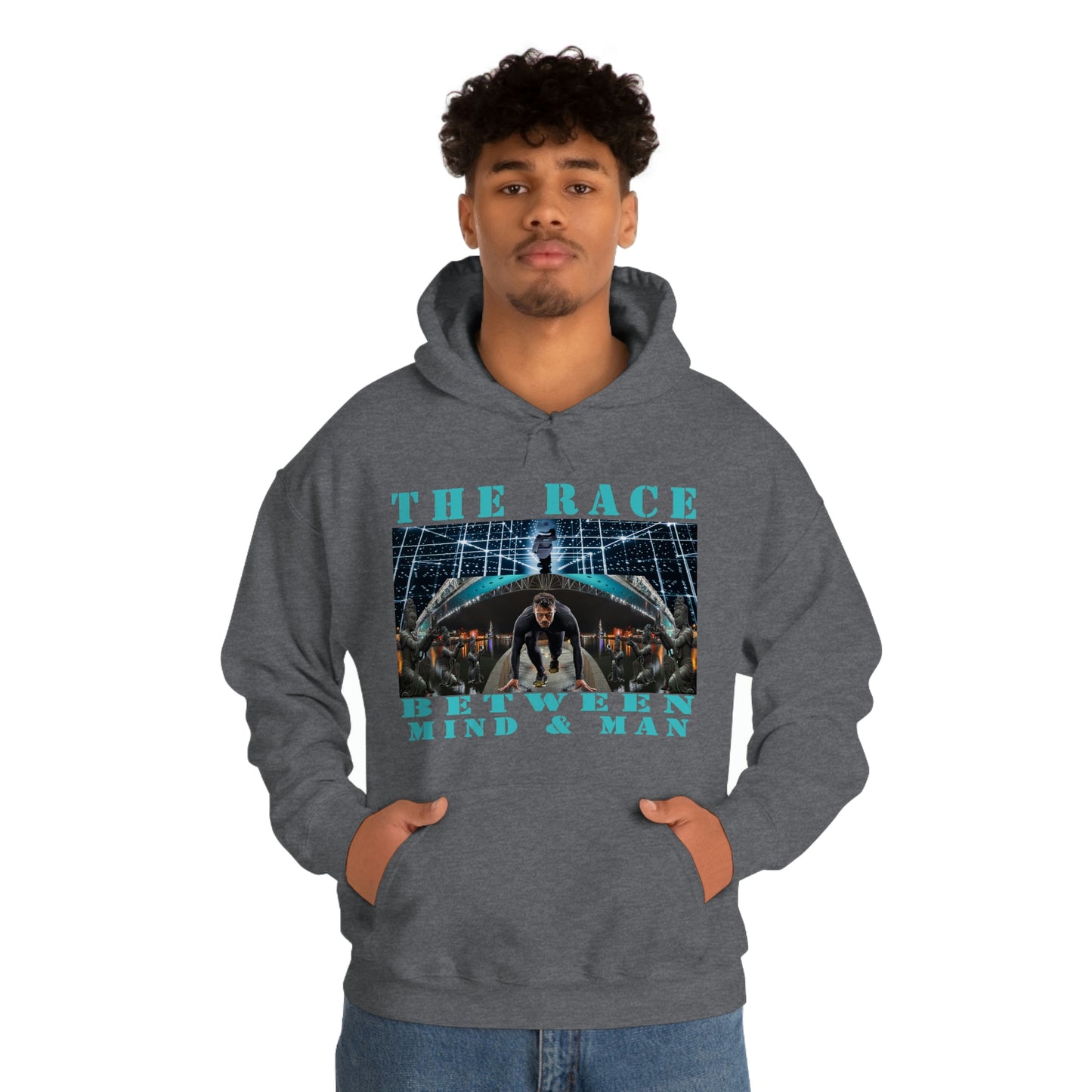 Unisex The Race Between Mind and Man Heavy Blend™ Hooded Sweatshirt